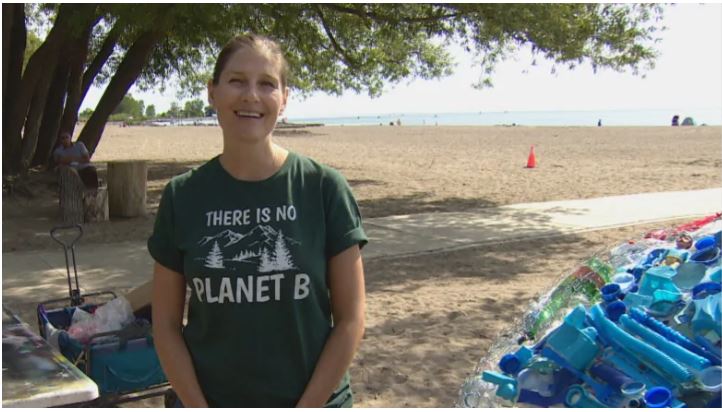 Toronto woman creates globe out of plastic trash to draw attention to beach waste